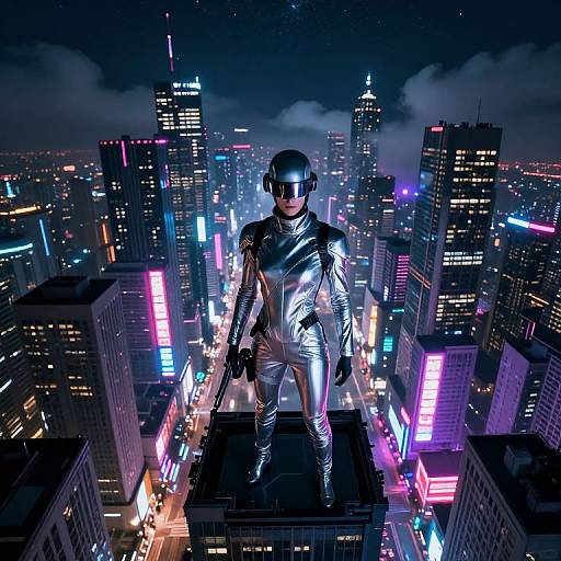 Futuristic Cyberpunk Cityscape at Night