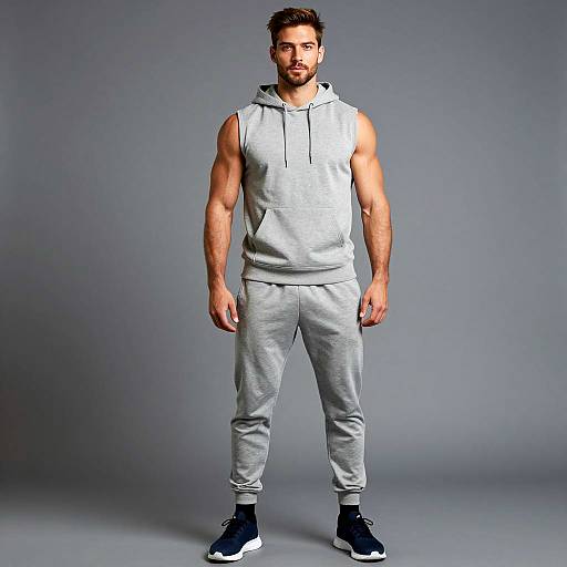 Fit Man in Gray Athletic Costume