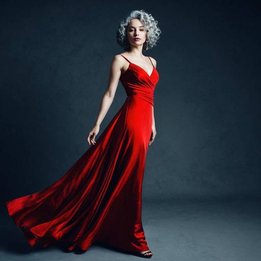 Elegant Woman in Red Evening Gown