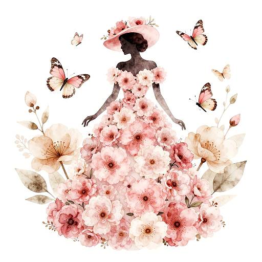 Elegant Floral Silhouette in Pastels