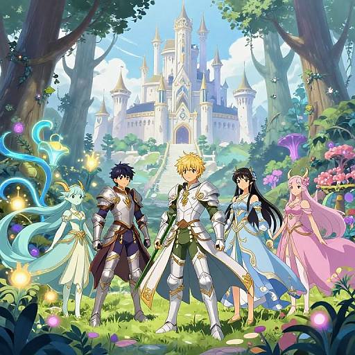 Fantasy Anime Forest with Majestic Castle