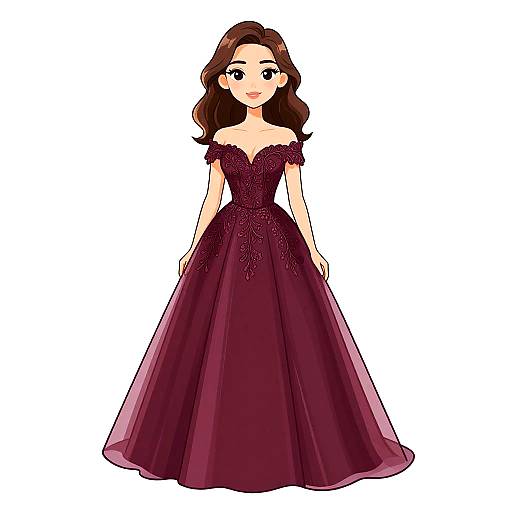 Woman in Romantic Burgundy Gown
