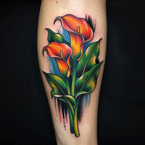Vibrant Calla Lily Tropical Tattoo