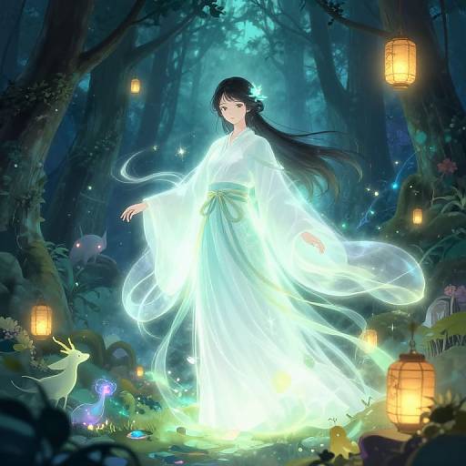 Ethereal Spirit in Mystical Forest
