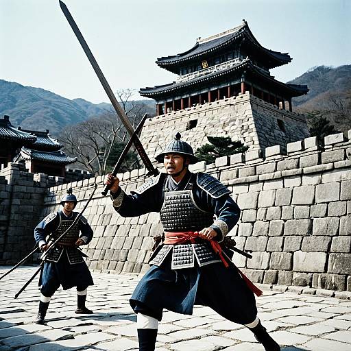 Historic Korean Soldier Attacking Japanese Castle