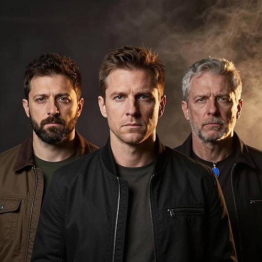 Three Men Portrait in Dark Atmosphere