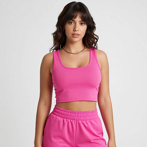 Sporty Casual Woman in Pink Outfit