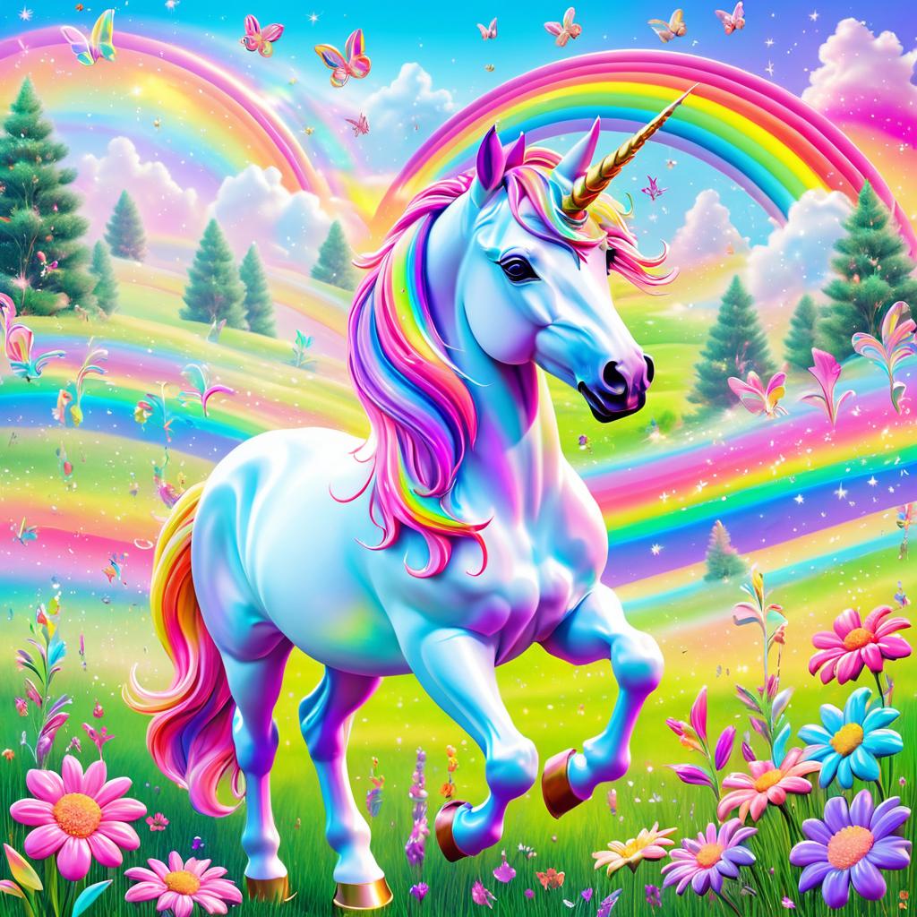 Whimsical Unicorn in a Pastel Meadow