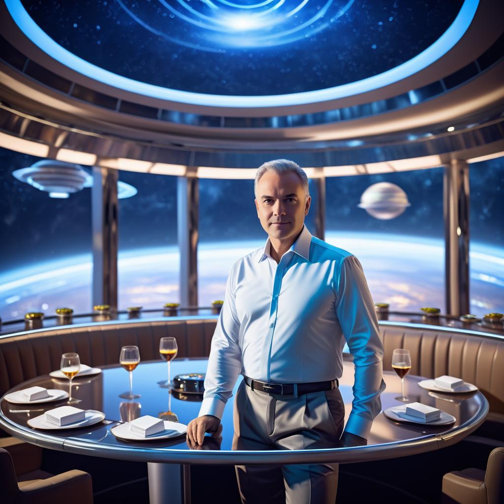 Dapper Man in Futuristic Space Restaurant