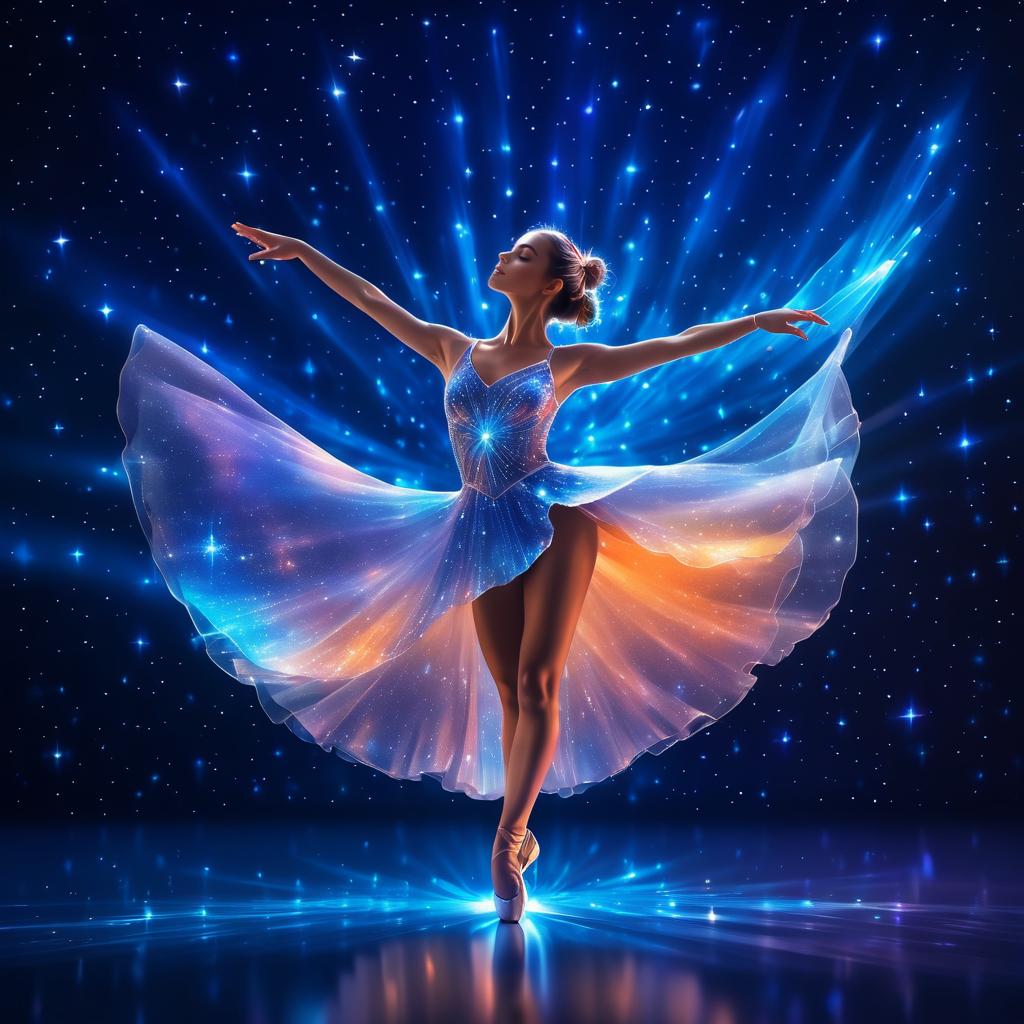 Ethereal Glass Ballerina in Stellar Night