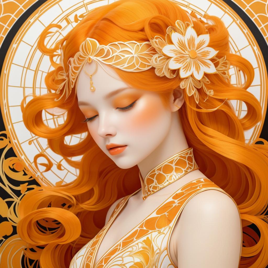 Art Nouveau Girl with Orange Hair