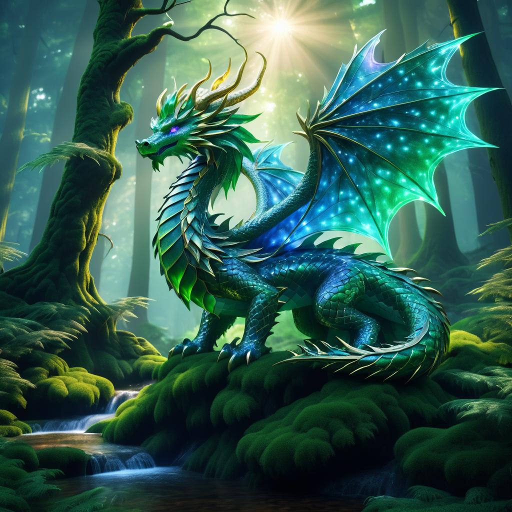 Majestic Dragon Guardian in Enchanted Forest