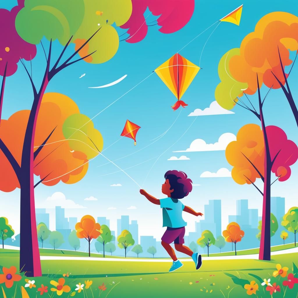 Vibrant Kite Flying Child Illustration