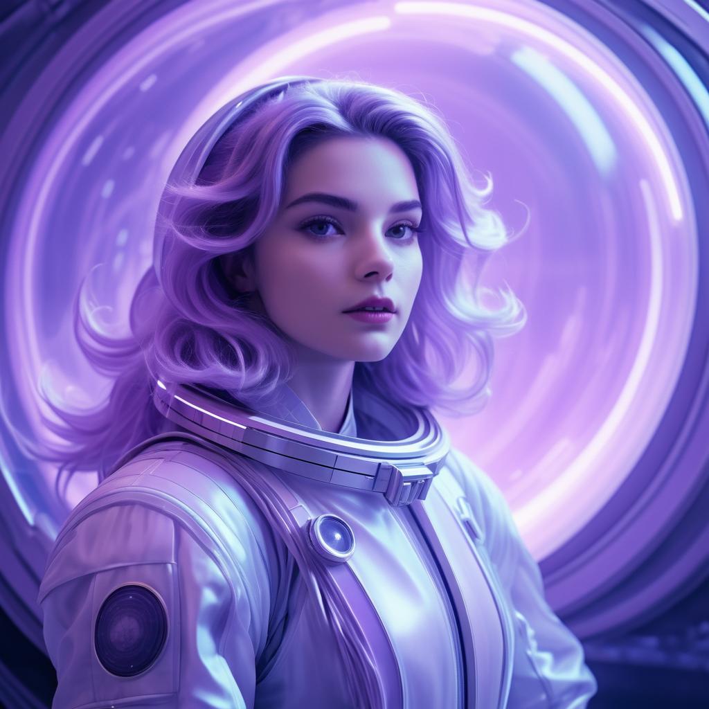 Dreamy Astronaut in Retro-Futuristic Space