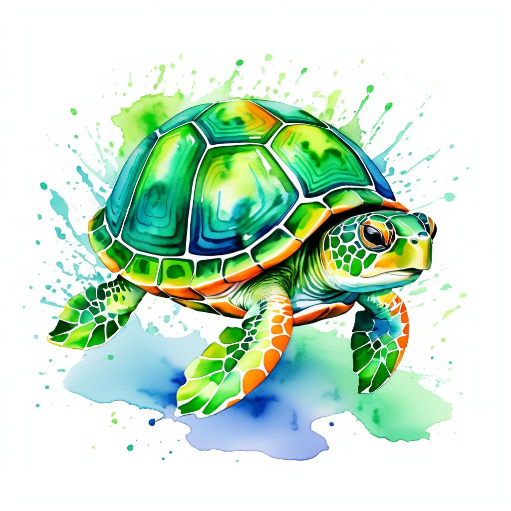 Colorful Hand-Drawn Turtle in VR