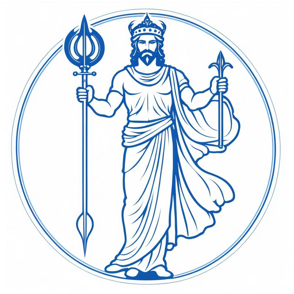 Stylized Outline of Roman God Neptune