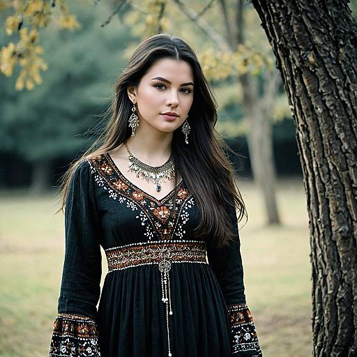 Enchanting Folk Song Dress Outdoors