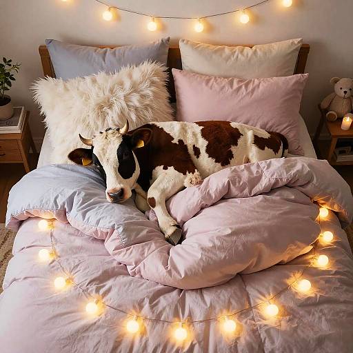 Cozy Cow in Dreamy Bedroom