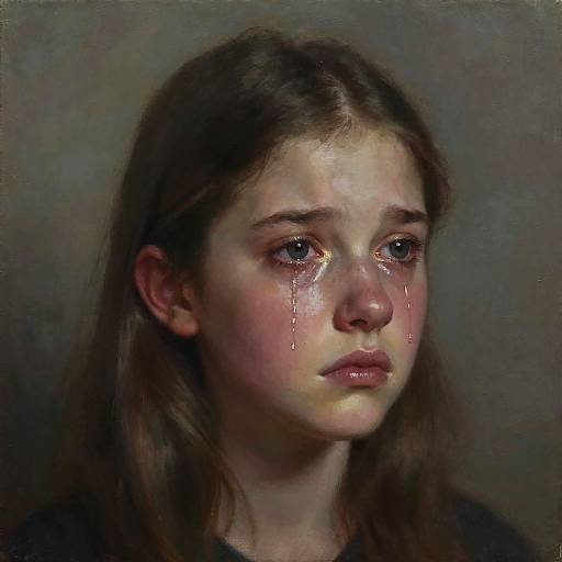 Sad Teenage Girl Oil Portrait