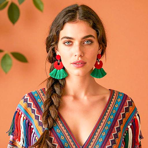 Portrait of a Woman in Colorful Attire