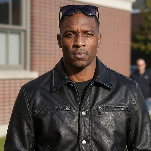 Sunlit Urban Portrait in Leather Jacket