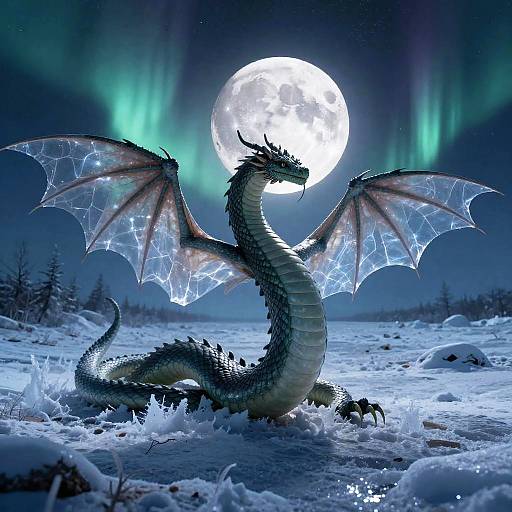 Bakunawa Cosmic Serpent Under Aurora