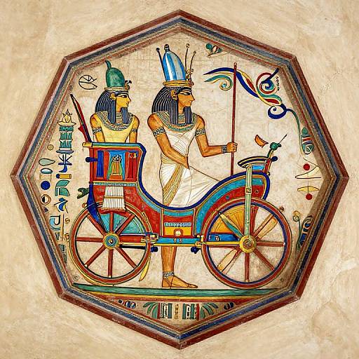 Ancient Egyptian Dodecahedron Chariot Fresco