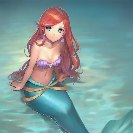 Illustration of Ariel (disney), the little mermaid in the style of Momoko (momopoco)