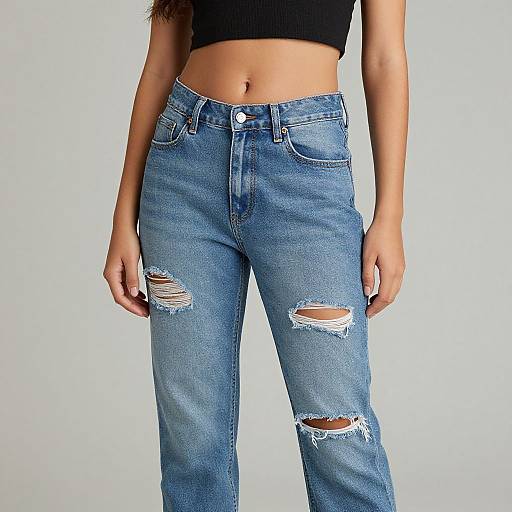 Realistic Casual Woman in Torn Jeans