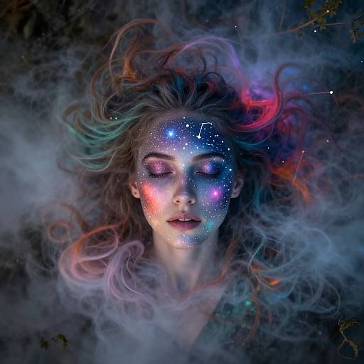 Ethereal Cosmic Portrait in Mist