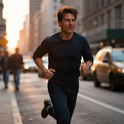 Tom Cruise Running Fiercely at Sunset