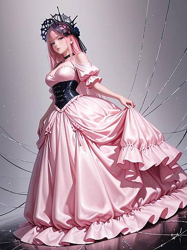 Woman in Blush Pink Modern Ball Gown