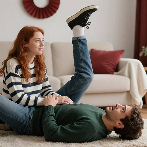 Couple Relaxing in Cozy Living Room