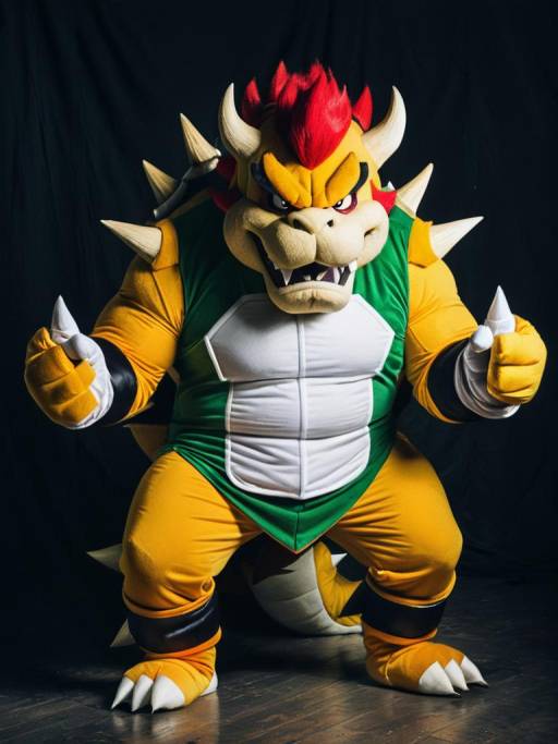 Realistic Man in Bowser Cosplay Costume