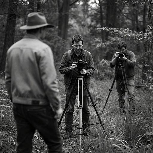 Three Photographers in a Dense Forest