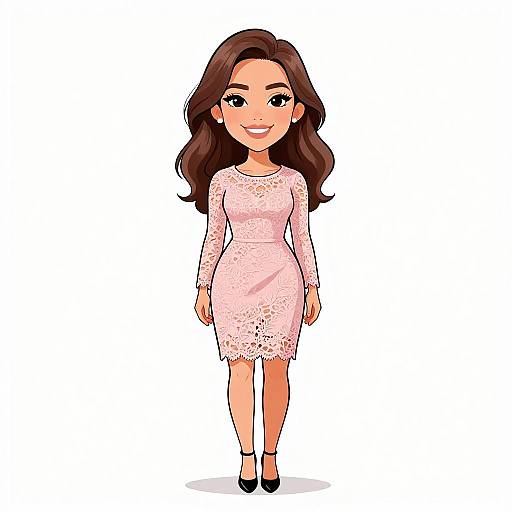 Romantic Woman in Pastel Lace Dress