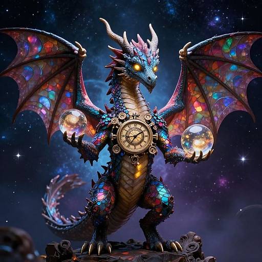 Ethereal Dragon with Stained-Glass Wings