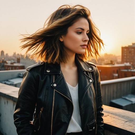 Young Woman with Layered Fade Hairstyle on Rooftop