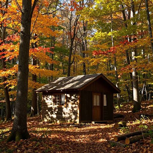 Rustic Autumn Cabin in Forest