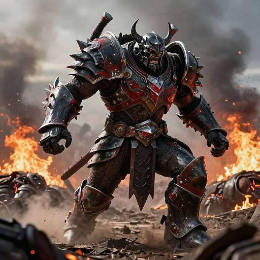 Vaseraga Charging Through War-Torn Battlefield