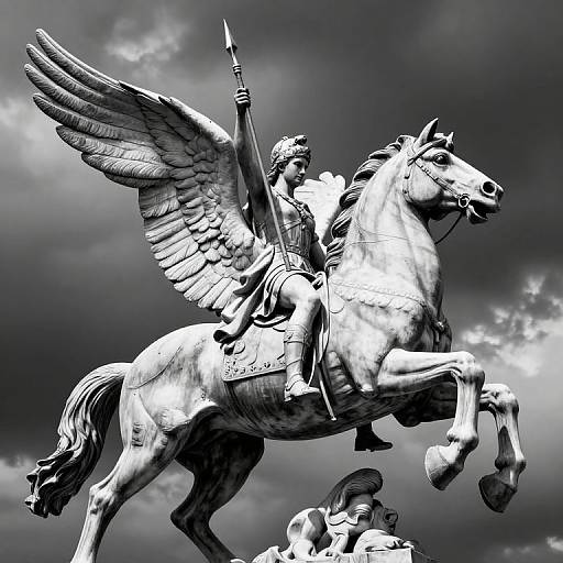 Epic Black-and-White Pegasus Statue