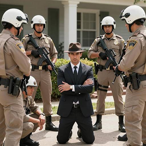 Tense Police Standoff Scenario Illustration