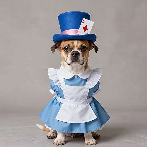 Whimsical Dog in Alice Costume Photo