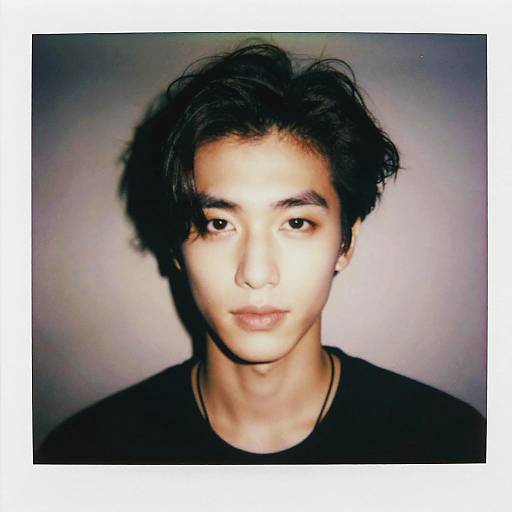 Vintage Polaroid Portrait with Tousled Hair