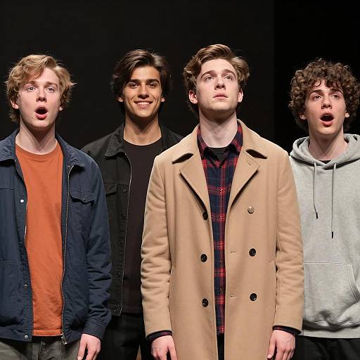 Row of Four Young Men Portrait