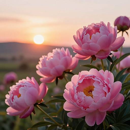 Vibrant Pink Peonies at Sunset