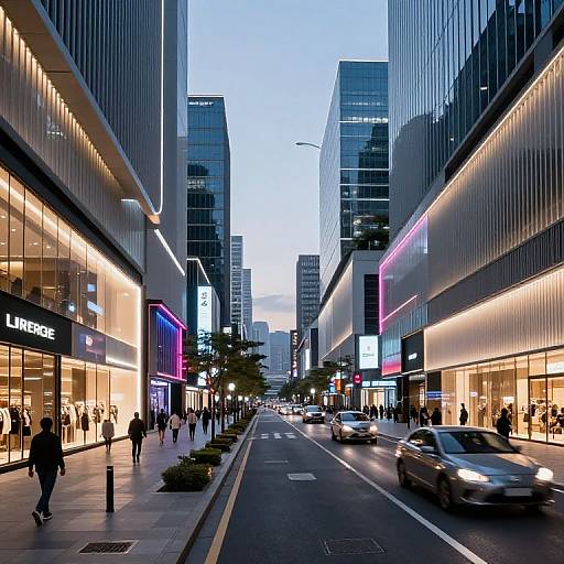Futuristic Urban Boulevard at Dusk