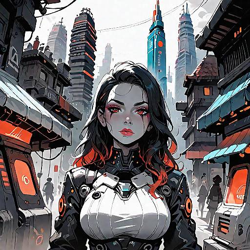 Cybernetic Adventurer in Rainy Atmosphere