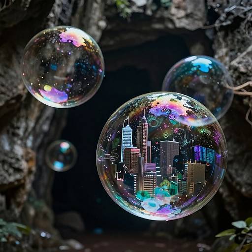 Giant Soap Bubbles with Virtual Cities