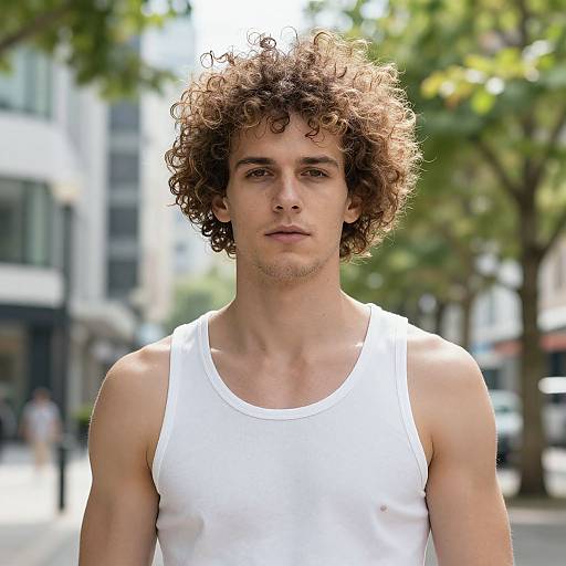 Fit European Man with Curly Hair